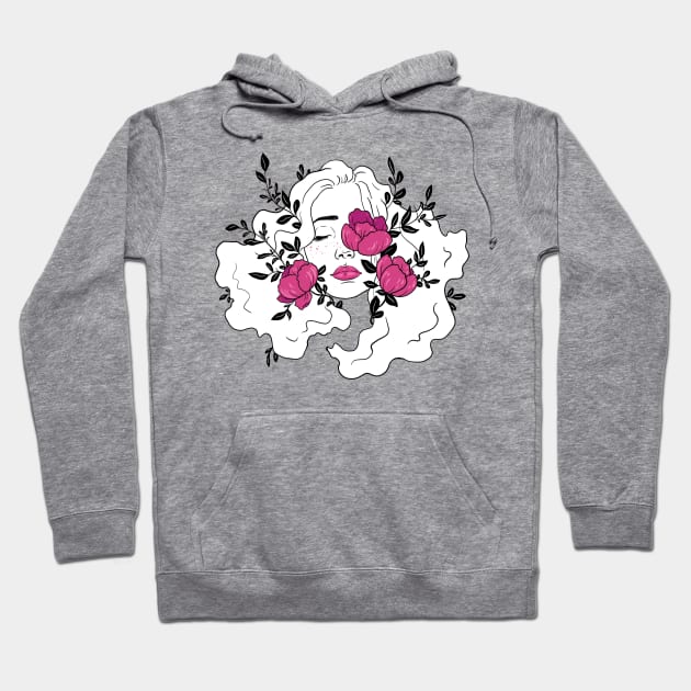 Pink Blooms Hoodie by Ellen Wilberg